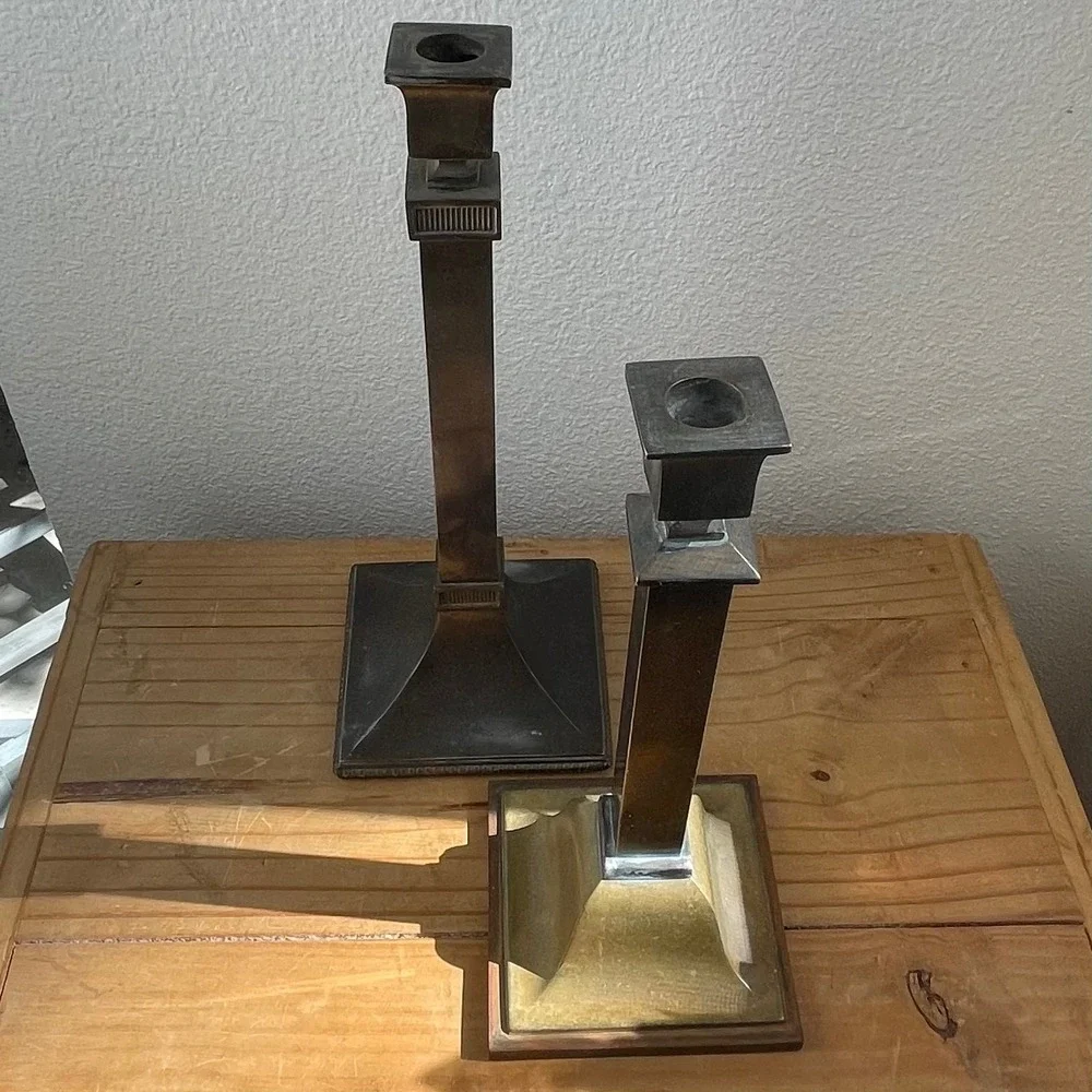 Pair Of Antique Tall Candlesticks Arts Crafts 1 is‎ B&H Bradley Hubbard